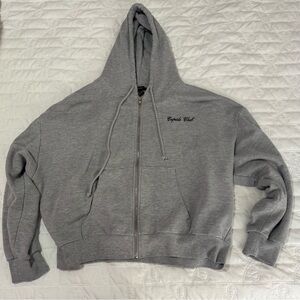 Forever 21 Grey Cupid’s Club Zip-Up Hoodie